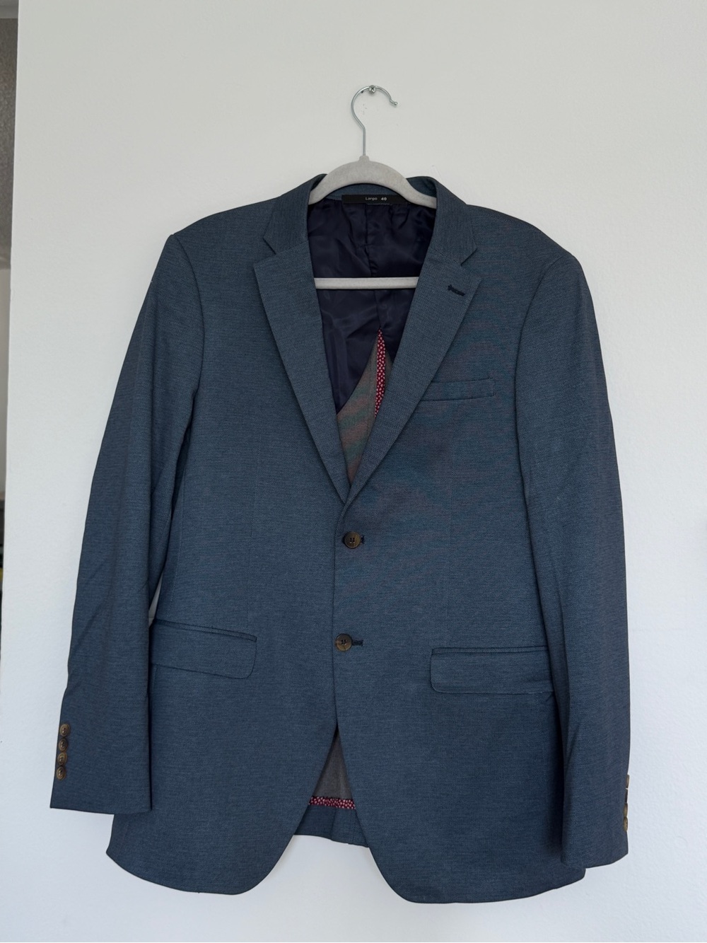 Largo Men's Blue Textured Two-Button Blazer